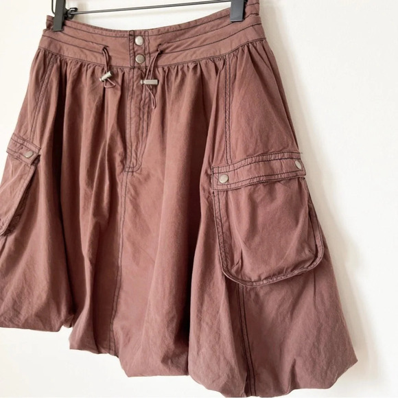 Anthropologie Pilcro Parachute Mini Skirt 0 Washed Brown Cargo Pockets Gorpcore - Picture 5 of 11